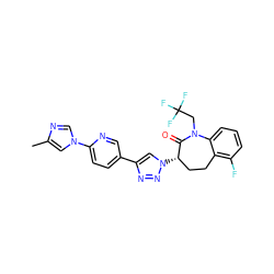 Cc1cn(-c2ccc(-c3cn([C@H]4CCc5c(F)cccc5N(CC(F)(F)F)C4=O)nn3)cn2)cn1 ZINC000473127436