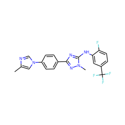 Cc1cn(-c2ccc(-c3nc(Nc4cc(C(F)(F)F)ccc4F)n(C)n3)cc2)cn1 ZINC000114921875