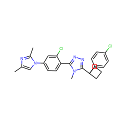 Cc1cn(-c2ccc(-c3nnc(C4(c5ccc(Cl)cc5)CCC4)n3C)c(Cl)c2)c(C)n1 ZINC000087672113