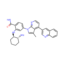 Cc1cn(-c2ccc(C(N)=O)c(N[C@@H]3CCCC[C@H]3N)c2)c2nccc(-c3cnc4ccccc4c3)c12 ZINC000169703482