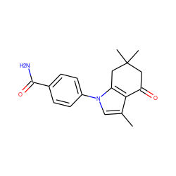 Cc1cn(-c2ccc(C(N)=O)cc2)c2c1C(=O)CC(C)(C)C2 ZINC000036486130