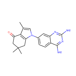 Cc1cn(-c2ccc3c(N)nc(N)nc3c2)c2c1C(=O)CC(C)(C)C2 ZINC000084603755