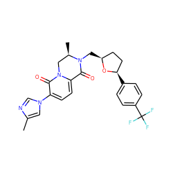 Cc1cn(-c2ccc3n(c2=O)C[C@@H](C)N(C[C@H]2CC[C@@H](c4ccc(C(F)(F)F)cc4)O2)C3=O)cn1 ZINC001772635346