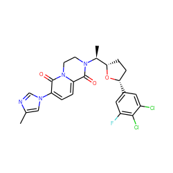 Cc1cn(-c2ccc3n(c2=O)CCN([C@@H](C)[C@@H]2CC[C@H](c4cc(F)c(Cl)c(Cl)c4)O2)C3=O)cn1 ZINC001772595796