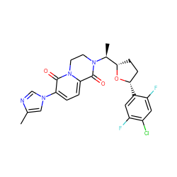 Cc1cn(-c2ccc3n(c2=O)CCN([C@@H](C)[C@@H]2CC[C@H](c4cc(F)c(Cl)cc4F)O2)C3=O)cn1 ZINC001772615407