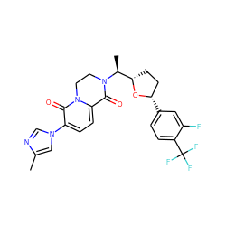 Cc1cn(-c2ccc3n(c2=O)CCN([C@@H](C)[C@@H]2CC[C@H](c4ccc(C(F)(F)F)c(F)c4)O2)C3=O)cn1 ZINC000221493497