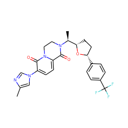 Cc1cn(-c2ccc3n(c2=O)CCN([C@@H](C)[C@@H]2CC[C@H](c4ccc(C(F)(F)F)cc4)O2)C3=O)cn1 ZINC000205745020