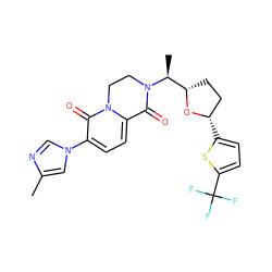 Cc1cn(-c2ccc3n(c2=O)CCN([C@@H](C)[C@@H]2CC[C@H](c4ccc(C(F)(F)F)s4)O2)C3=O)cn1 ZINC000221507324