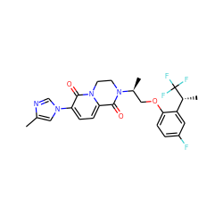 Cc1cn(-c2ccc3n(c2=O)CCN([C@@H](C)COc2ccc(F)cc2[C@@H](C)C(F)(F)F)C3=O)cn1 ZINC000144414801