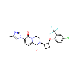 Cc1cn(-c2ccc3n(c2=O)CCN([C@@H]2CC[C@H]2Oc2ccc(Cl)cc2C(F)(F)F)C3=O)cn1 ZINC000221555021