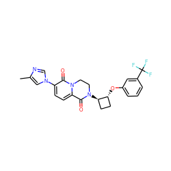 Cc1cn(-c2ccc3n(c2=O)CCN([C@@H]2CC[C@H]2Oc2cccc(C(F)(F)F)c2)C3=O)cn1 ZINC000221528206