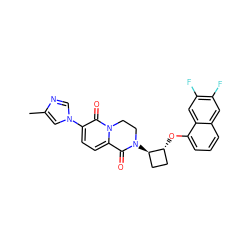 Cc1cn(-c2ccc3n(c2=O)CCN([C@@H]2CC[C@H]2Oc2cccc4cc(F)c(F)cc24)C3=O)cn1 ZINC000221521293