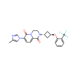 Cc1cn(-c2ccc3n(c2=O)CCN([C@H]2C[C@H](Oc4ccccc4C(F)(F)F)C2)C3=O)cn1 ZINC001772646464