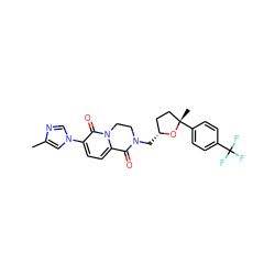 Cc1cn(-c2ccc3n(c2=O)CCN(C[C@@H]2CC[C@](C)(c4ccc(C(F)(F)F)cc4)O2)C3=O)cn1 ZINC000221550181