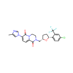 Cc1cn(-c2ccc3n(c2=O)CCN(C[C@@H]2CC[C@H](c4ccc(Cl)cc4C(F)(F)F)O2)C3=O)cn1 ZINC000221573964