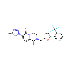 Cc1cn(-c2ccc3n(c2=O)CCN(C[C@@H]2CC[C@H](c4ccccc4C(F)(F)F)O2)C3=O)cn1 ZINC001772607082