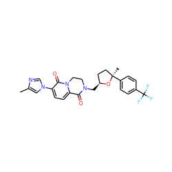 Cc1cn(-c2ccc3n(c2=O)CCN(C[C@H]2CC[C@@](C)(c4ccc(C(F)(F)F)cc4)O2)C3=O)cn1 ZINC000221546270