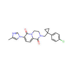 Cc1cn(-c2ccc3n(c2=O)CCN(CC2(c4ccc(Cl)cc4)CC2)C3=O)cn1 ZINC000103247230