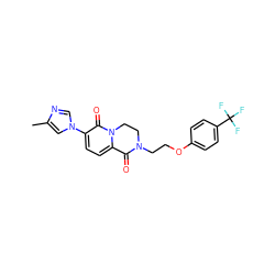 Cc1cn(-c2ccc3n(c2=O)CCN(CCOc2ccc(C(F)(F)F)cc2)C3=O)cn1 ZINC000103247242