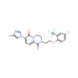 Cc1cn(-c2ccc3n(c2=O)CCN(CCOc2ccc(Cl)cc2C(F)(F)F)C3=O)cn1 ZINC000103247252