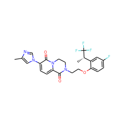 Cc1cn(-c2ccc3n(c2=O)CCN(CCOc2ccc(F)cc2[C@H](C)C(F)(F)F)C3=O)cn1 ZINC000144653143