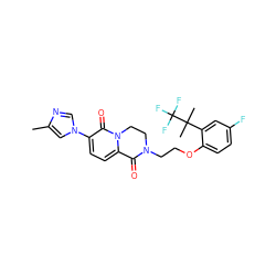 Cc1cn(-c2ccc3n(c2=O)CCN(CCOc2ccc(F)cc2C(C)(C)C(F)(F)F)C3=O)cn1 ZINC000144477755