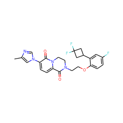 Cc1cn(-c2ccc3n(c2=O)CCN(CCOc2ccc(F)cc2C2CC(F)(F)C2)C3=O)cn1 ZINC000144530417