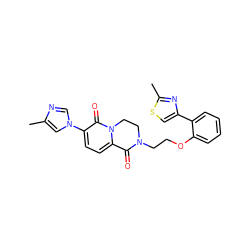 Cc1cn(-c2ccc3n(c2=O)CCN(CCOc2ccccc2-c2csc(C)n2)C3=O)cn1 ZINC000144635712