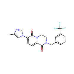 Cc1cn(-c2ccc3n(c2=O)CCN(Cc2cccc(C(F)(F)F)c2)C3=O)cn1 ZINC000103247228