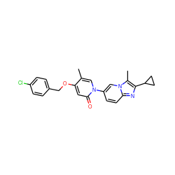 Cc1cn(-c2ccc3nc(C4CC4)c(C)n3c2)c(=O)cc1OCc1ccc(Cl)cc1 ZINC000653687579