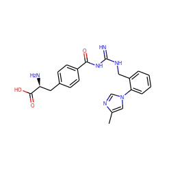 Cc1cn(-c2ccccc2CNC(=N)NC(=O)c2ccc(C[C@H](N)C(=O)O)cc2)cn1 ZINC000653849886