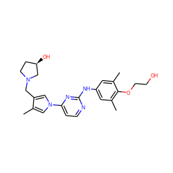 Cc1cn(-c2ccnc(Nc3cc(C)c(OCCO)c(C)c3)n2)cc1CN1CC[C@@H](O)C1 ZINC000473123252