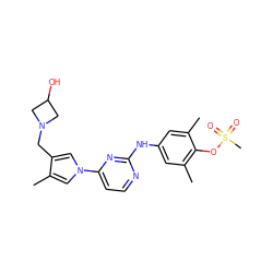 Cc1cn(-c2ccnc(Nc3cc(C)c(OS(C)(=O)=O)c(C)c3)n2)cc1CN1CC(O)C1 ZINC000115867850