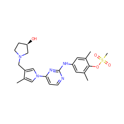 Cc1cn(-c2ccnc(Nc3cc(C)c(OS(C)(=O)=O)c(C)c3)n2)cc1CN1CC[C@@H](O)C1 ZINC000473125856