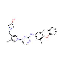 Cc1cn(-c2ccnc(Nc3cc(C)c(Oc4ccccc4)c(C)c3)n2)cc1CN1CC(O)C1 ZINC000473120617