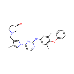 Cc1cn(-c2ccnc(Nc3cc(C)c(Oc4ccccc4)c(C)c3)n2)cc1CN1CC[C@@H](O)C1 ZINC000115868274