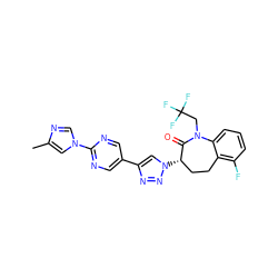 Cc1cn(-c2ncc(-c3cn([C@H]4CCc5c(F)cccc5N(CC(F)(F)F)C4=O)nn3)cn2)cn1 ZINC000473082090