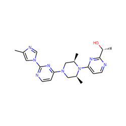 Cc1cn(-c2nccc(N3C[C@H](C)N(c4ccnc([C@@H](C)O)n4)[C@H](C)C3)n2)cn1 ZINC000013491415