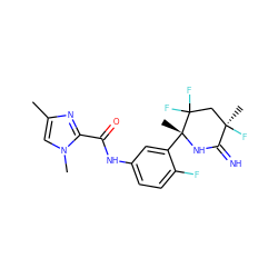 Cc1cn(C)c(C(=O)Nc2ccc(F)c([C@@]3(C)NC(=N)[C@](C)(F)CC3(F)F)c2)n1 ZINC001772592917