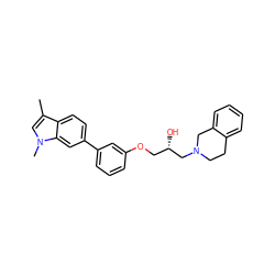 Cc1cn(C)c2cc(-c3cccc(OC[C@H](O)CN4CCc5ccccc5C4)c3)ccc12 ZINC000218394554