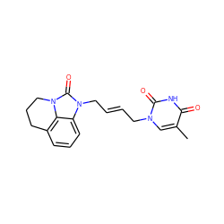 Cc1cn(C/C=C/Cn2c(=O)n3c4c(cccc42)CCC3)c(=O)[nH]c1=O ZINC000066259260