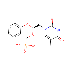 Cc1cn(C[C@@H](OCP(=O)(O)O)Oc2ccccc2)c(=O)[nH]c1=O ZINC000001658289