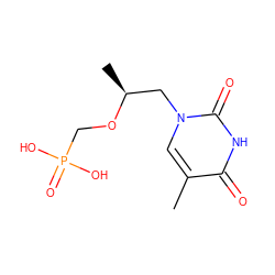 Cc1cn(C[C@H](C)OCP(=O)(O)O)c(=O)[nH]c1=O ZINC000035905529