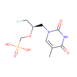 Cc1cn(C[C@H](CF)OCP(=O)(O)O)c(=O)[nH]c1=O ZINC000029126639