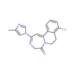 Cc1cn(C2=NCC(=O)N3CCc4c(Cl)cccc4C3=C2)cn1 ZINC000149168747