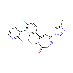 Cc1cn(C2=NCC(=O)N3CCc4c(ccc(F)c4-c4cccnc4F)C3=C2)cn1 ZINC000148951157