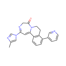 Cc1cn(C2=NCC(=O)N3CCc4c(cccc4-c4cccnc4)C3=C2)cn1 ZINC000149093082