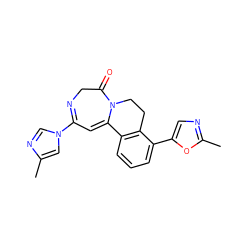 Cc1cn(C2=NCC(=O)N3CCc4c(cccc4-c4cnc(C)o4)C3=C2)cn1 ZINC000149135697