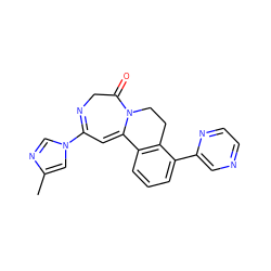 Cc1cn(C2=NCC(=O)N3CCc4c(cccc4-c4cnccn4)C3=C2)cn1 ZINC000149232166