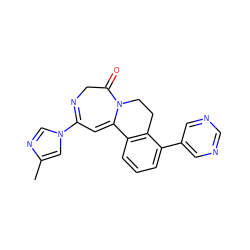 Cc1cn(C2=NCC(=O)N3CCc4c(cccc4-c4cncnc4)C3=C2)cn1 ZINC000149203831